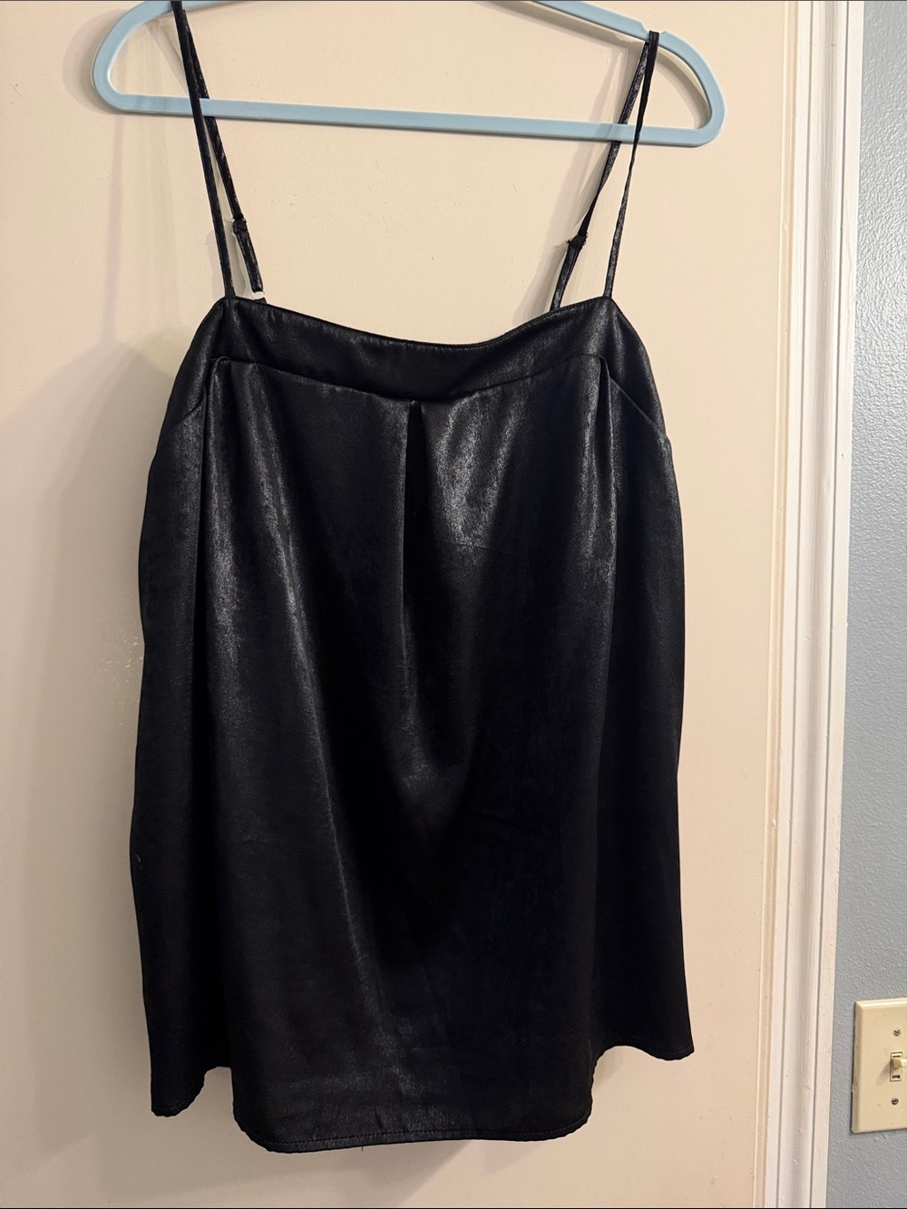 Black Faux Leather Slip Dress